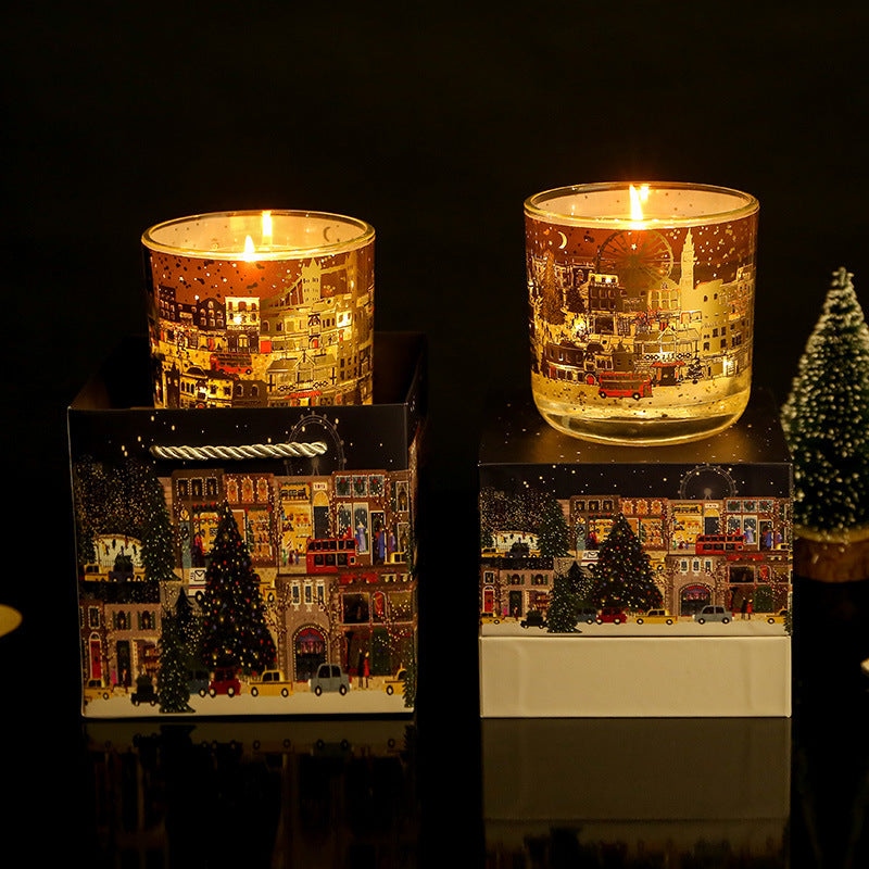 Dual Glow Candle: Real Flame with LED Light Sensing, Natural Soy Wax, Captivating Holiday Gift for Christmas