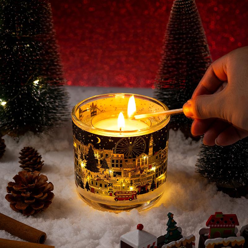 Dual Glow Candle: Real Flame with LED Light Sensing, Natural Soy Wax, Captivating Holiday Gift for Christmas