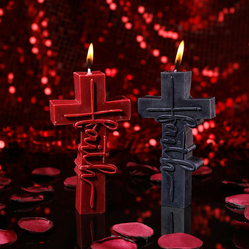 Low Temp Cross Wax Candle – Sensual Gothic Decor for Couples & Halloween Rituals