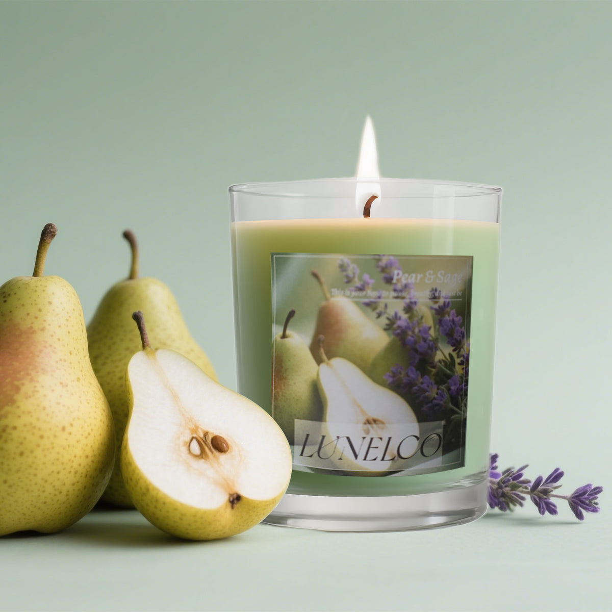 Pear & Sage Soy Candle – Clean, Non-Toxic, Hand-Poured for Cozy Home Vibes
