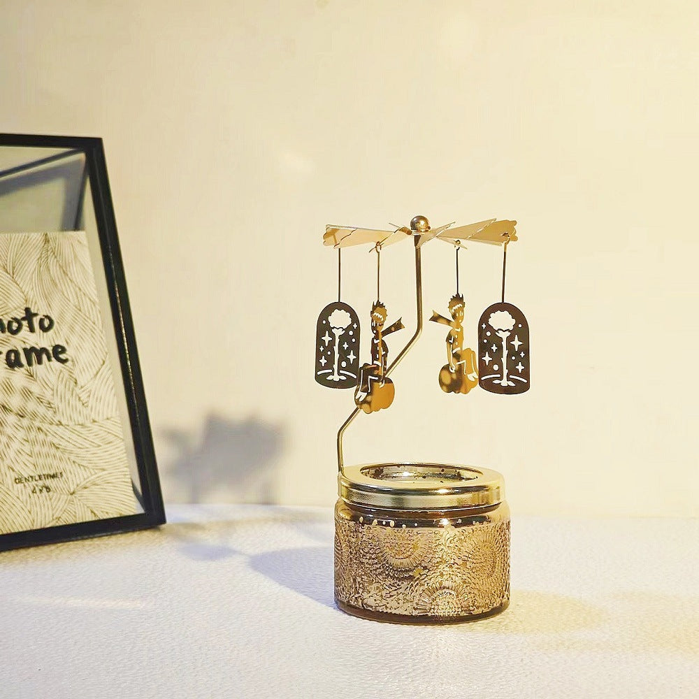 Scented Relief Cup Candle Rotating Candlestick Carousel Light Gift Set