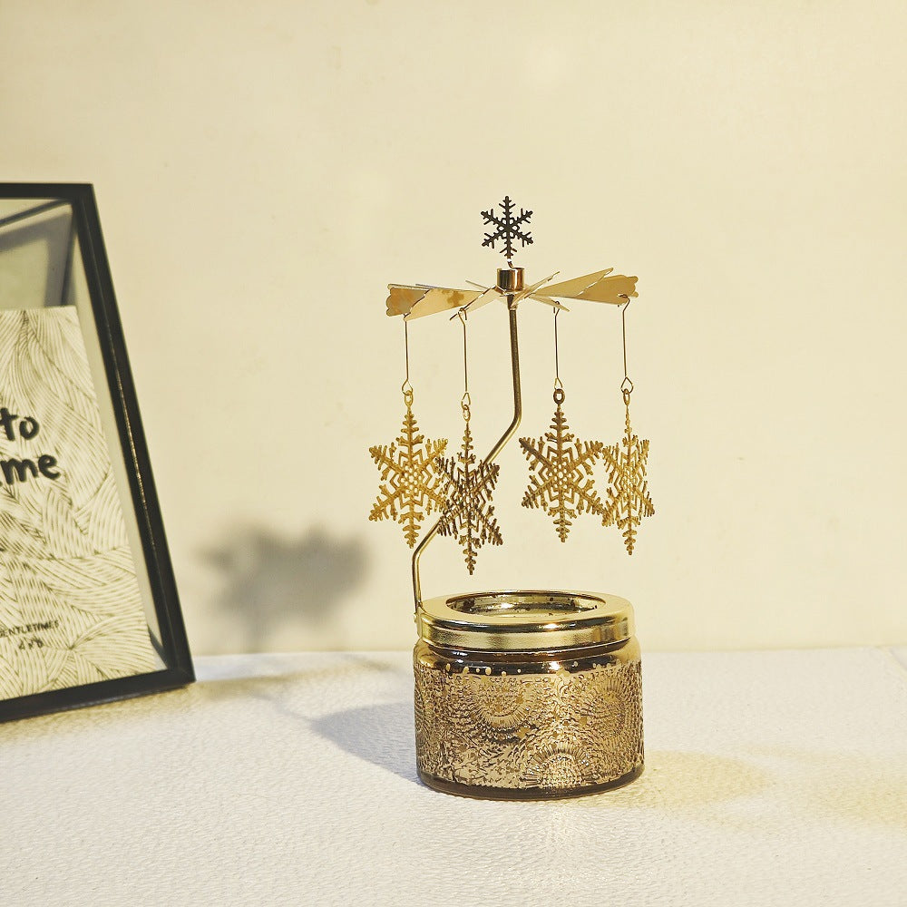 Scented Relief Cup Candle Rotating Candlestick Carousel Light Gift Set