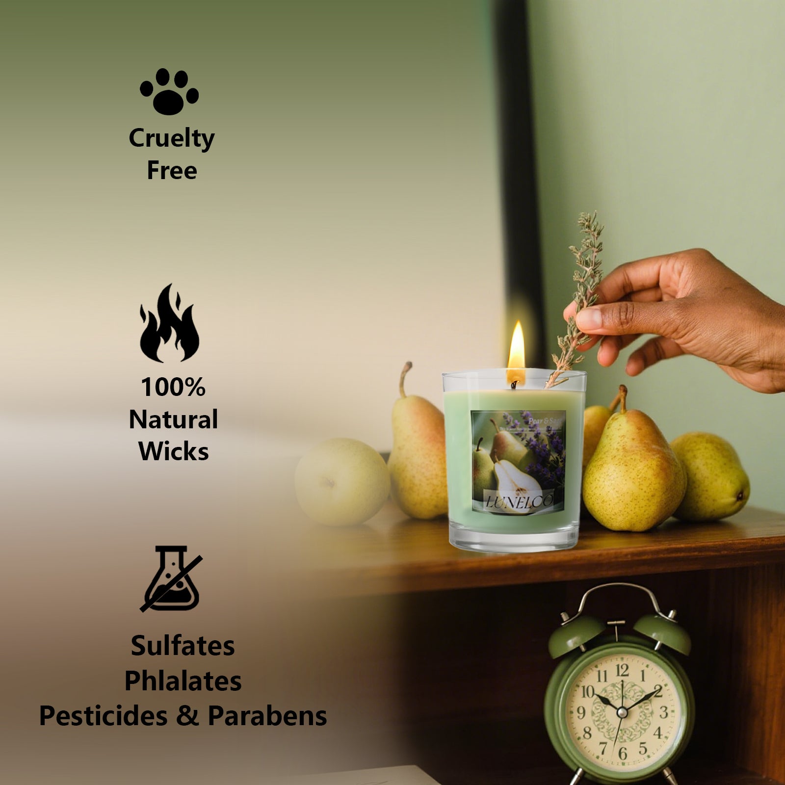 Pear & Sage Soy Candle – Clean, Non-Toxic, Hand-Poured for Cozy Home Vibes