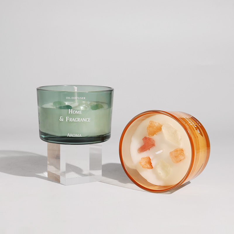 Scented Candle Gift Set Soy Wax Macaron-Colored Cute Scented Candles Crystal Stone Cup Creative Wedding Favor