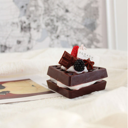 Adorable Handmade Waffle Dessert Candle Scented Room Decor Creative Niche Gift Birthday Present