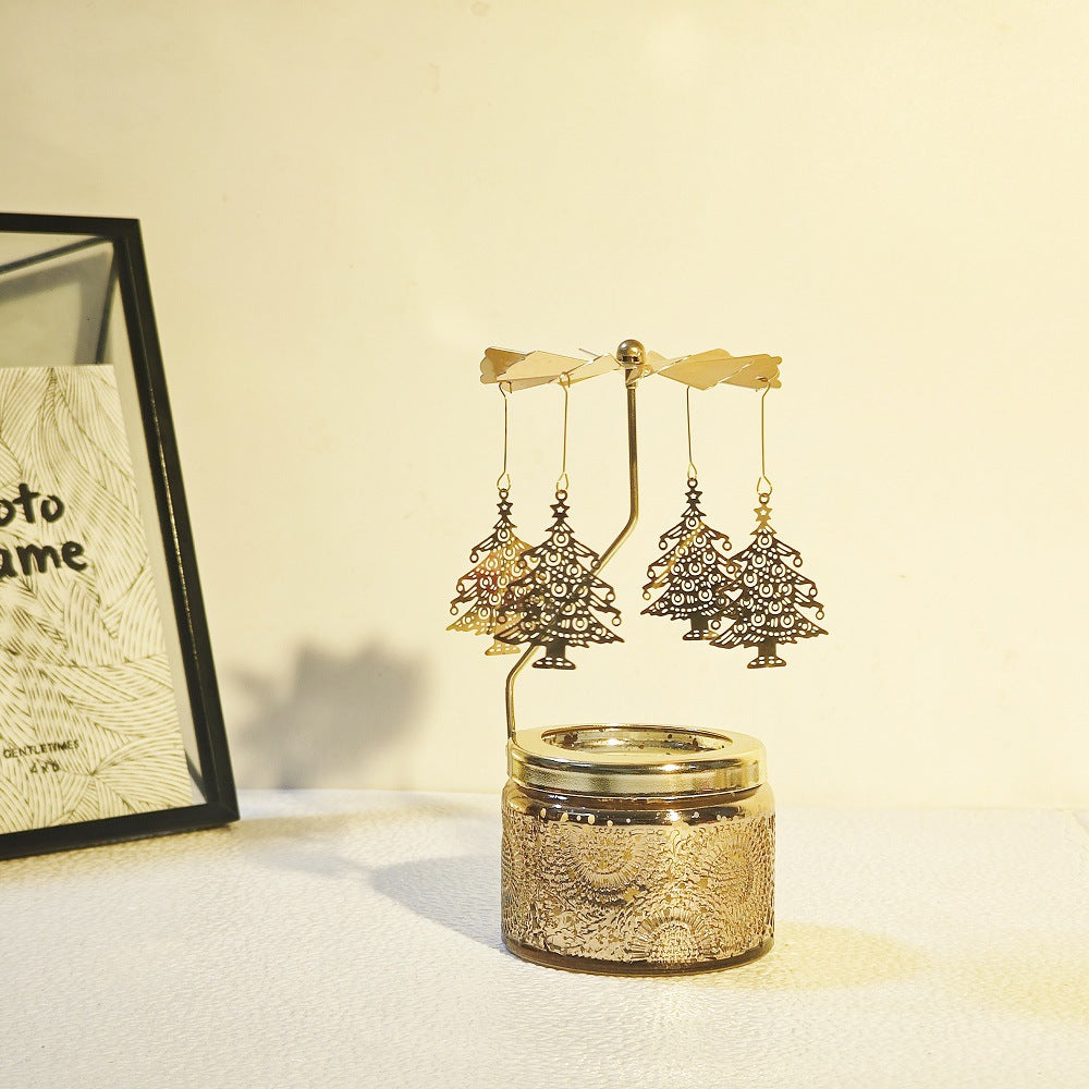 Scented Relief Cup Candle Rotating Candlestick Carousel Light Gift Set
