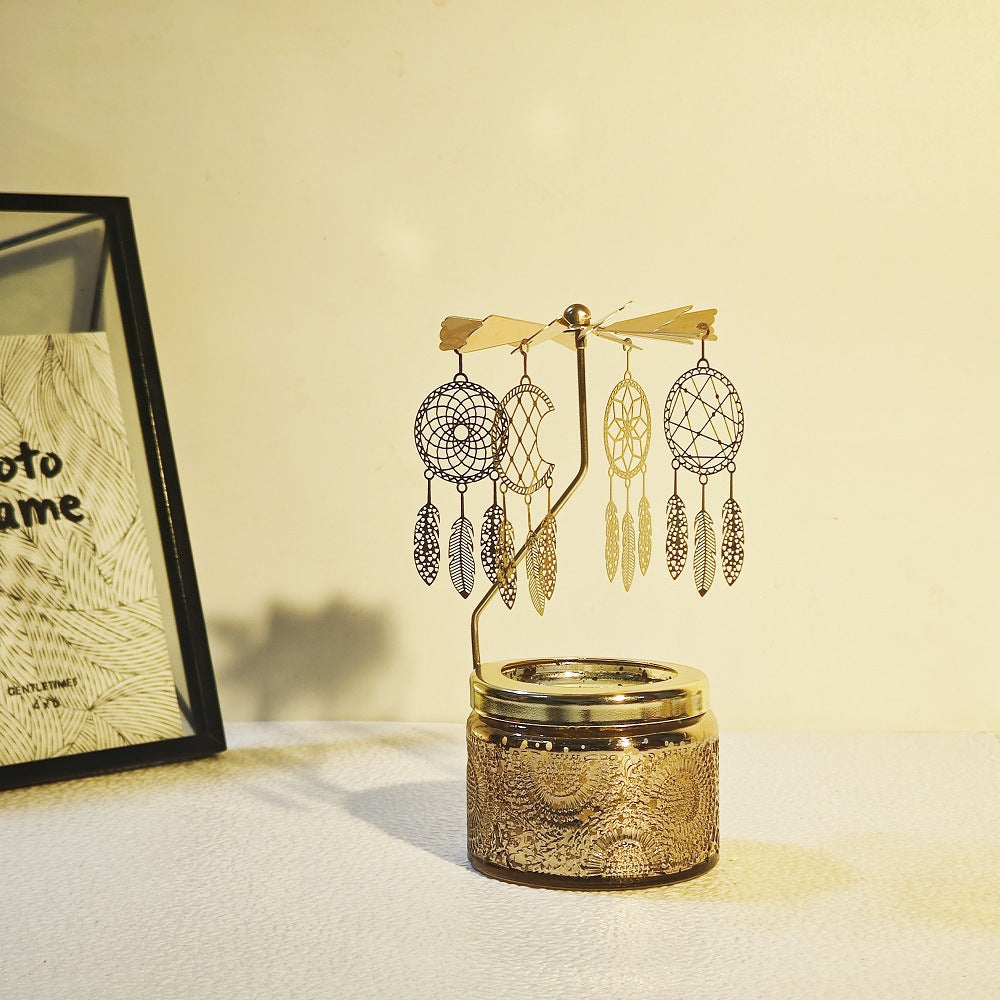 Scented Relief Cup Candle Rotating Candlestick Carousel Light Gift Set