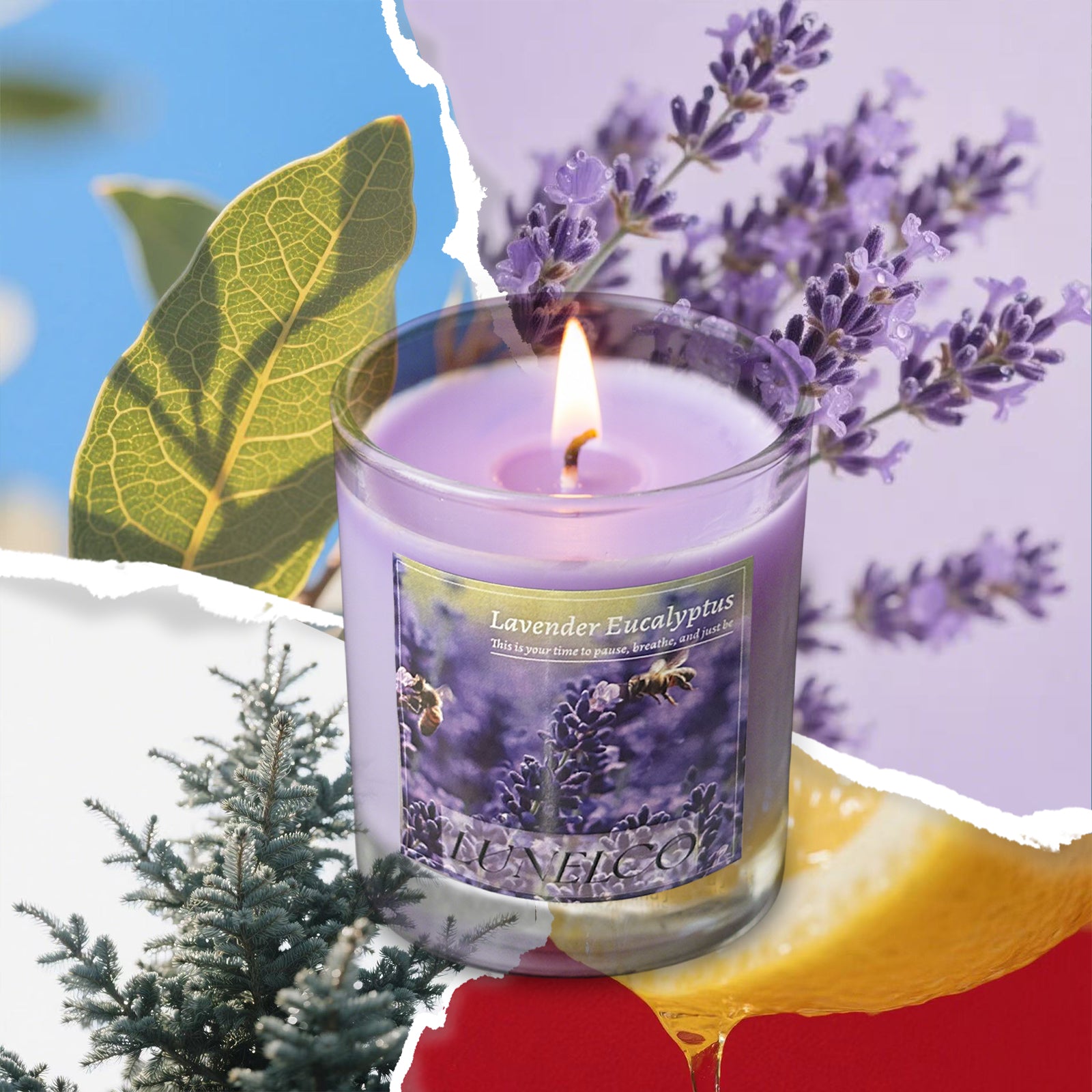 Hand Poured Soy Candle - Eco Friendly Gifts, Lavender Essential Oil, Recyclable Jar for Home & Mindfulness Pet-Safe