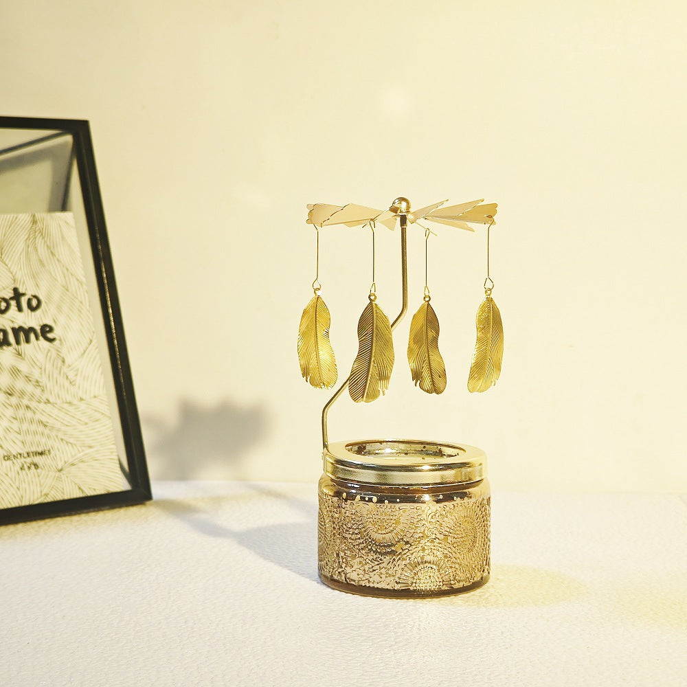 Scented Relief Cup Candle Rotating Candlestick Carousel Light Gift Set