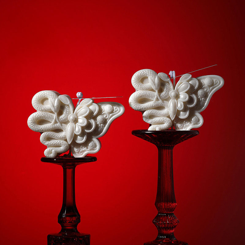 Butterfly & Snake Sculptural Candle – Low Temp Soy Wax, Handcrafted Scented Decor
