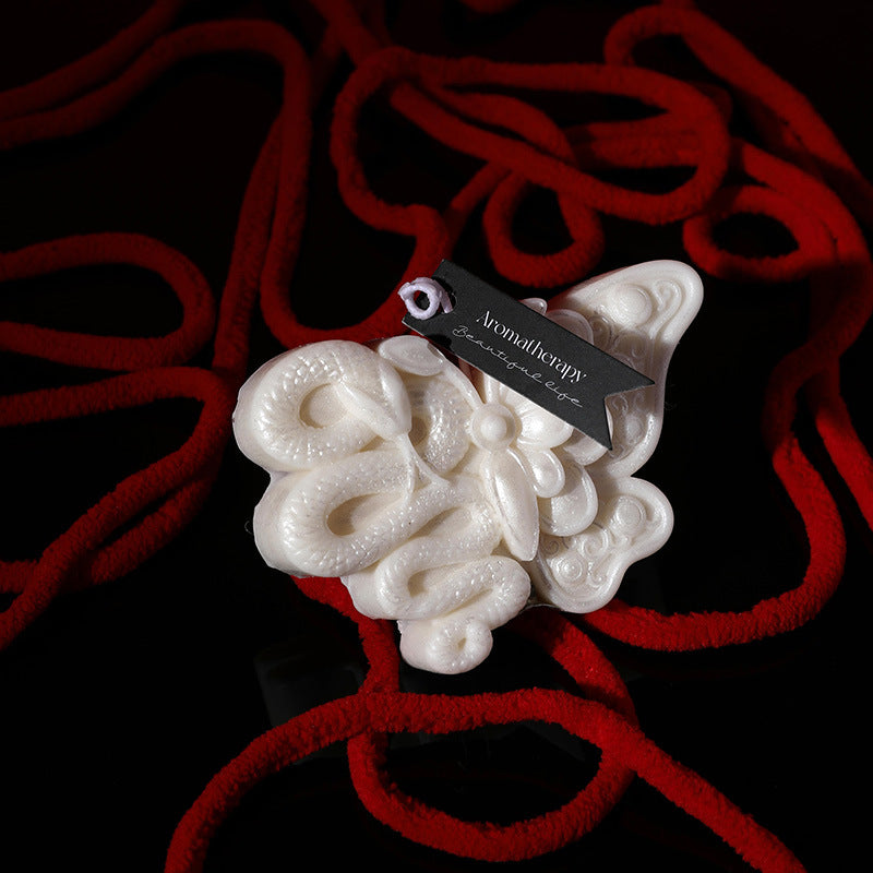 Butterfly & Snake Sculptural Candle – Low Temp Soy Wax, Handcrafted Scented Decor