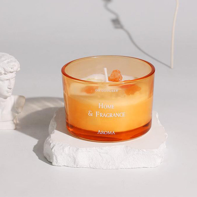 Scented Candle Gift Set Soy Wax Macaron-Colored Cute Scented Candles Crystal Stone Cup Creative Wedding Favor