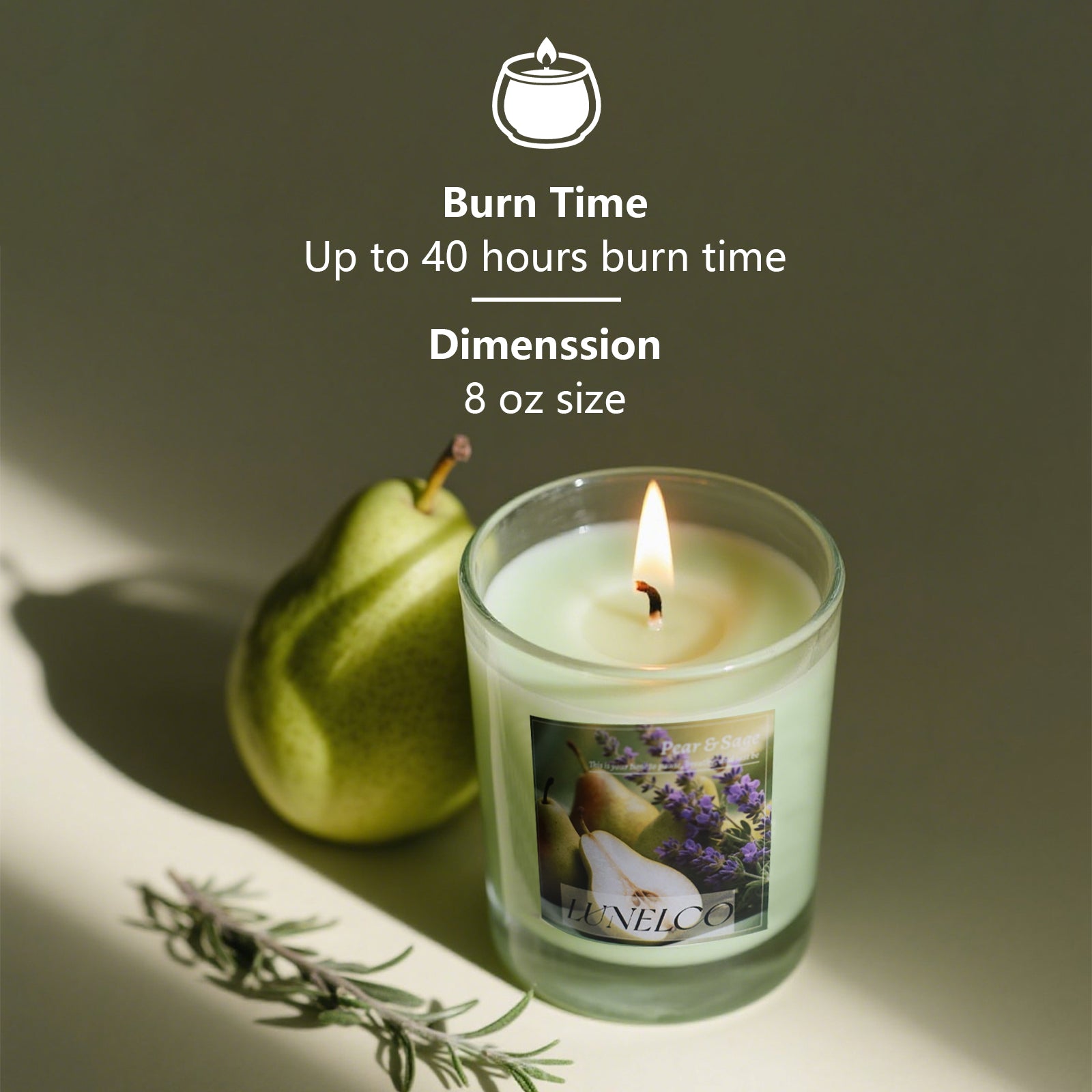 Pear & Sage Soy Candle – Clean, Non-Toxic, Hand-Poured for Cozy Home Vibes