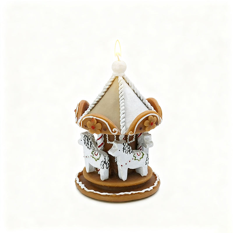 Gingerbread Man Park Carousel Christmas Scented Candle Gift, scented shaped wax Christmas souvenir