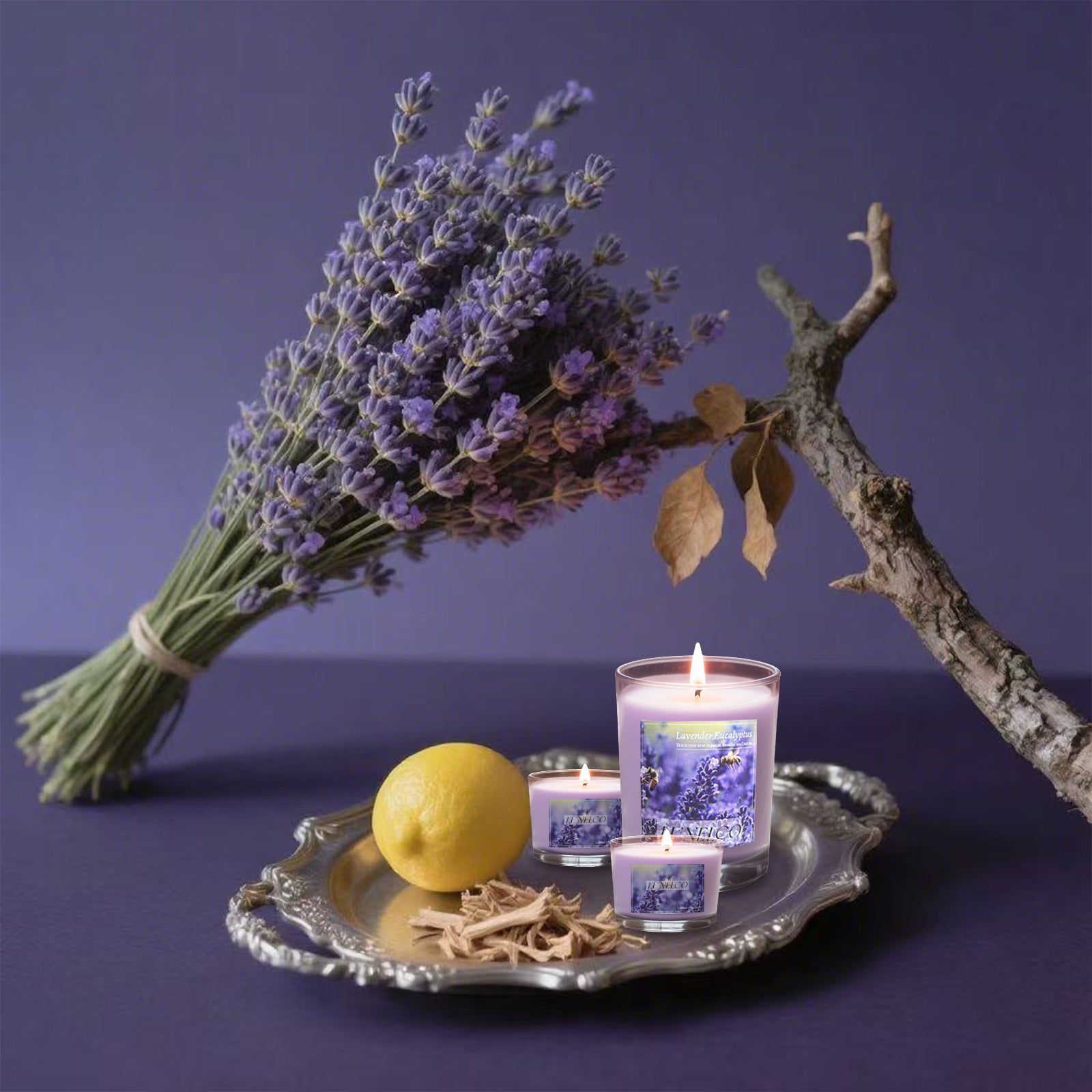 Hand Poured Soy Candle - Eco Friendly Gifts, Lavender Essential Oil, Recyclable Jar for Home & Mindfulness Pet-Safe