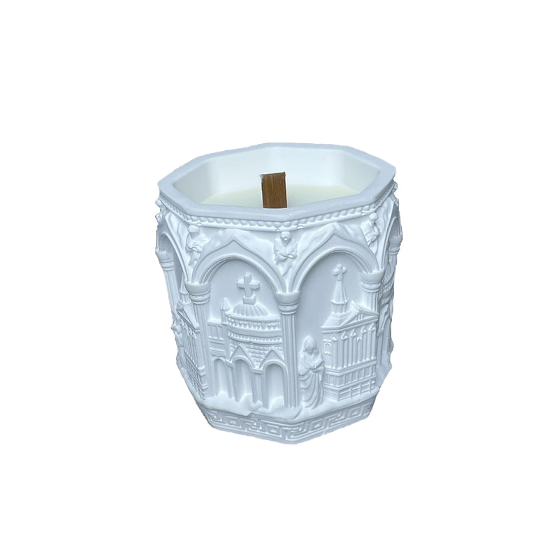 Relief-Carved Scented Candle in Plaster Cup European-Style Castle Souvenir Ambient Decorative Piece Photo Prop Gift Item