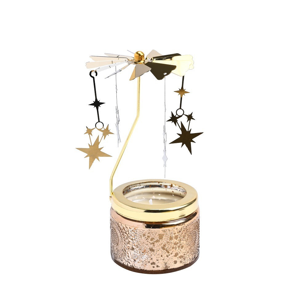 Scented Relief Cup Candle Rotating Candlestick Carousel Light Gift Set