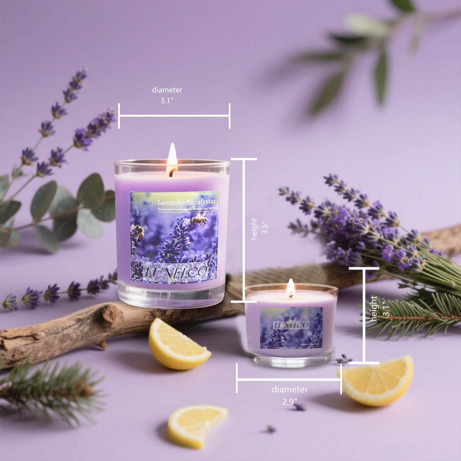 Hand Poured Soy Candle - Eco Friendly Gifts, Lavender Essential Oil, Recyclable Jar for Home & Mindfulness Pet-Safe