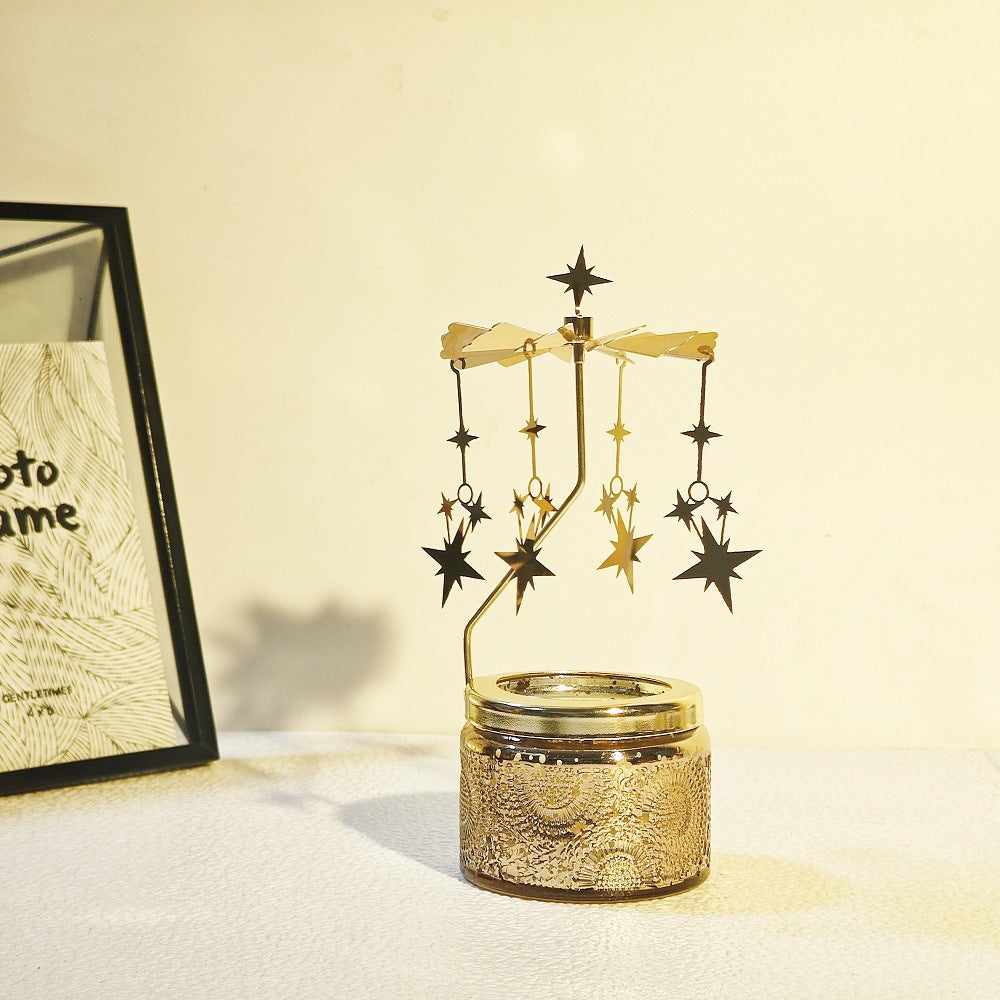 Scented Relief Cup Candle Rotating Candlestick Carousel Light Gift Set