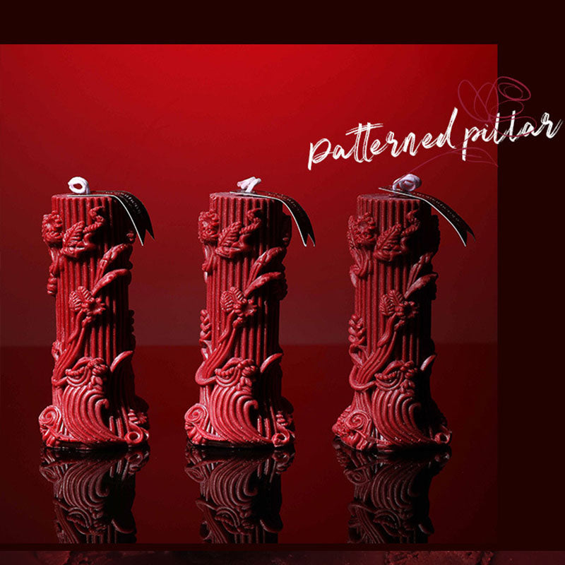 Embossed Column Candle – Ylang Ylang Scented, Low Temp Soy Wax