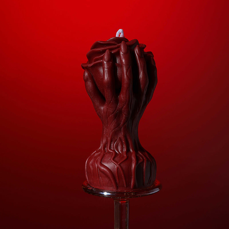 Sculptural Hands Rose Candle - Low Temp Soy Wax Ylang Ylang Home Decor
