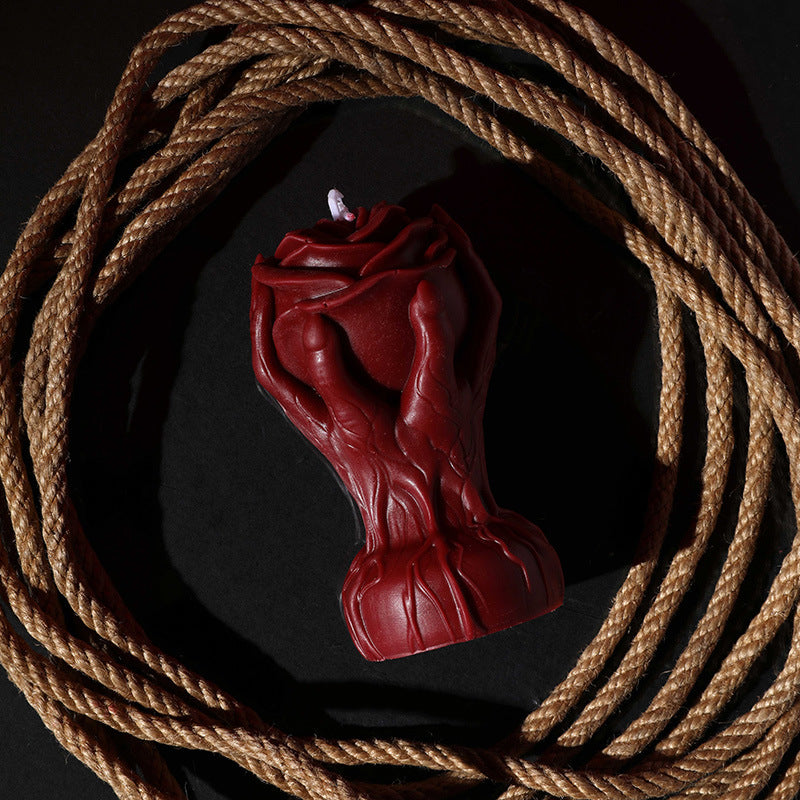 Sculptural Hands Rose Candle - Low Temp Soy Wax Ylang Ylang Home Decor