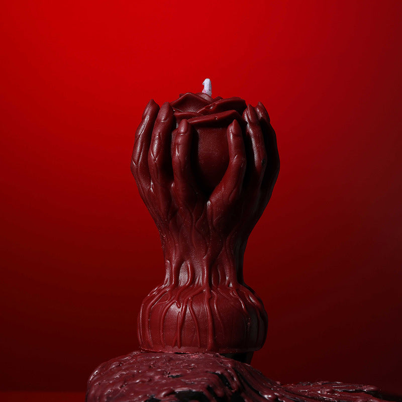 Sculptural Hands Rose Candle - Low Temp Soy Wax Ylang Ylang Home Decor