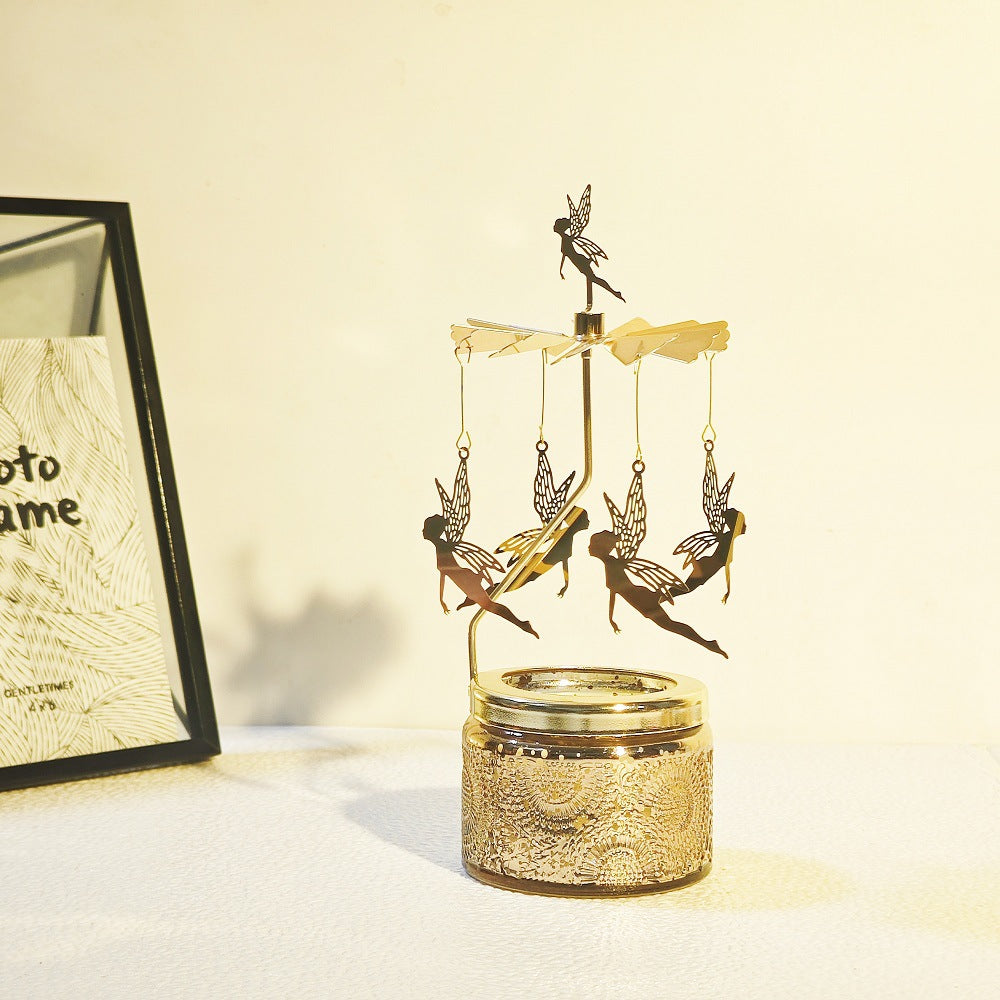 Scented Relief Cup Candle Rotating Candlestick Carousel Light Gift Set