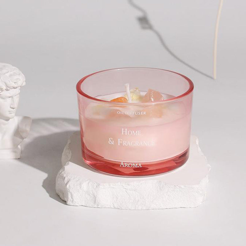 Scented Candle Gift Set Soy Wax Macaron-Colored Cute Scented Candles Crystal Stone Cup Creative Wedding Favor