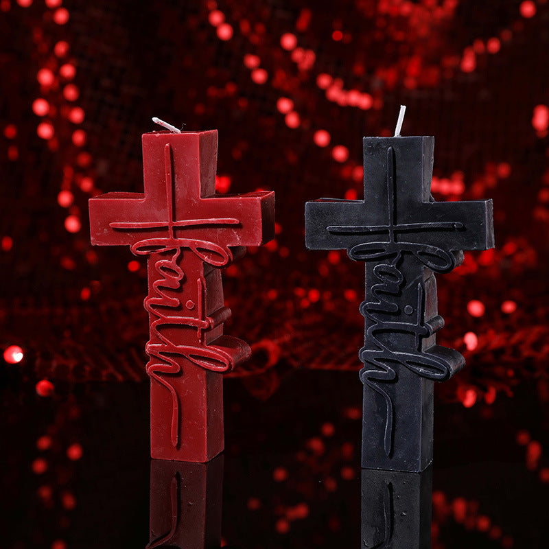 Low Temp Cross Wax Candle – Sensual Gothic Decor for Couples & Halloween Rituals